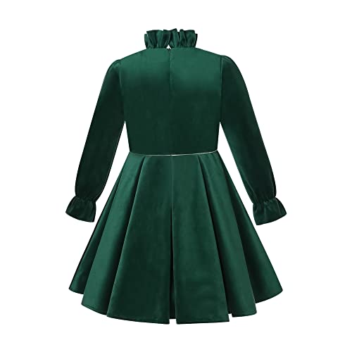 Pettigirl Girl Vintage Christmas Winter Green Long Sleeve Clothing Toddler Kids Elegant Beautiful Festival Midi Dresses2