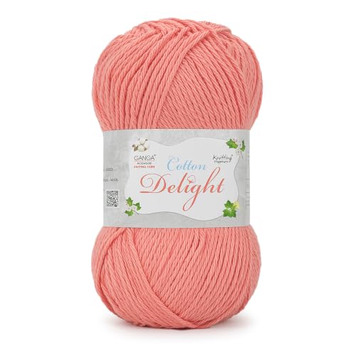 Image of Ganga Acrowools Cotton Delight, Dk Weight Cotton Yarn, Oekotex Class L Certified 100G, 169M (A Salmon)