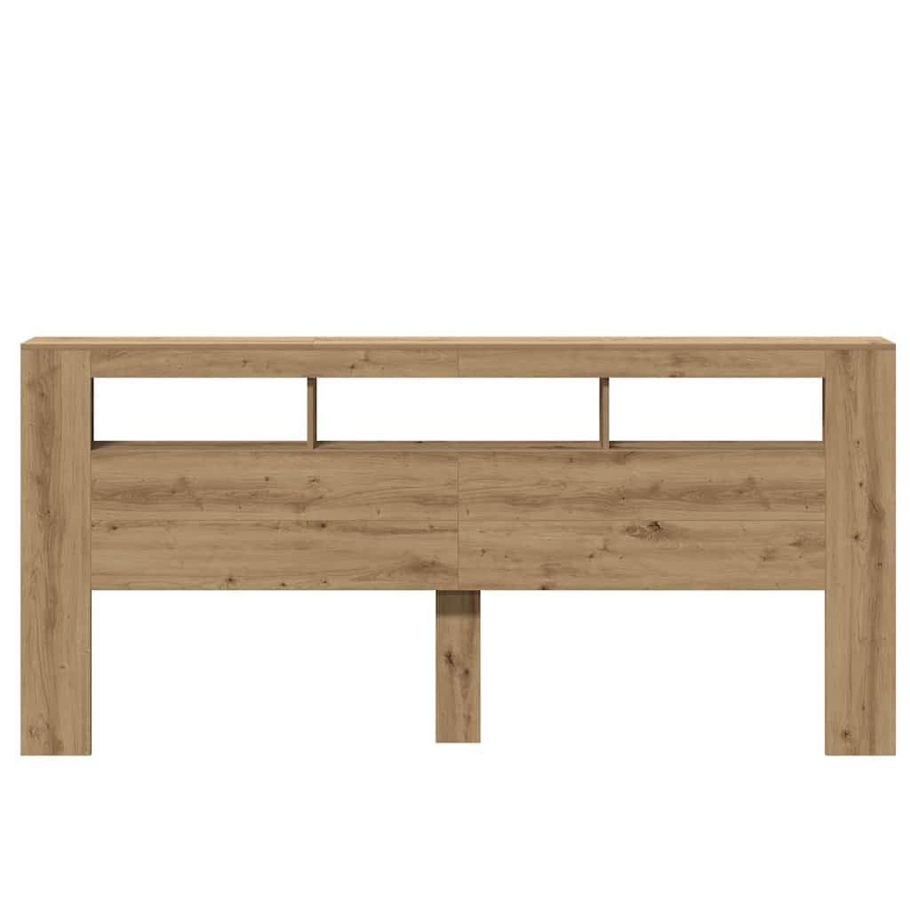 Cabecero LED de roble Artisan, 220 x 103,5 cm, material de madera RGB, con soporte de pared, diseño moderno, robusto, para dormitorio