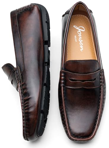 Image of Jousen Men's Penny Loafers Casual Driving Slip On Shoes | Rubber Outsole Soft Lightweight Moccasins Daily Business Wedding Office Travel Boat