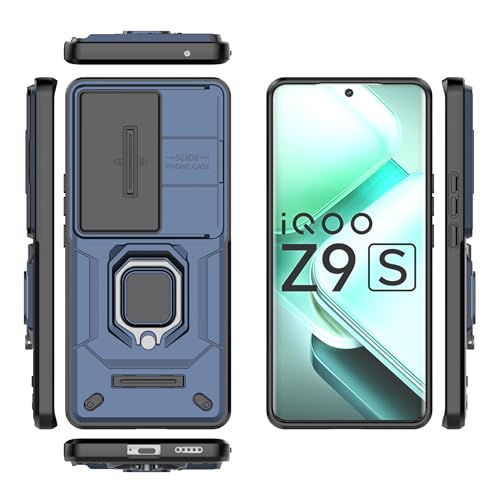 Image of Thermoplastic Polyurethane Camshield Pro Case With Slide Camera Protection And Ring Stand Bumper Back Case Cover For Vivo V40E (Blue)