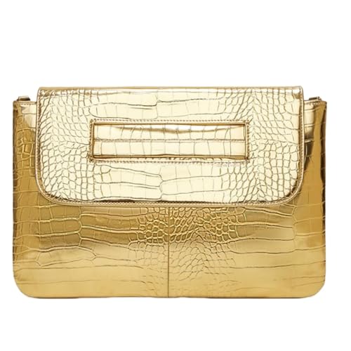 Image of Women Classic Crocodile Pattern Faux Leather Clutch Purse Oversized Female Shoulder Bag Messenger Handbag