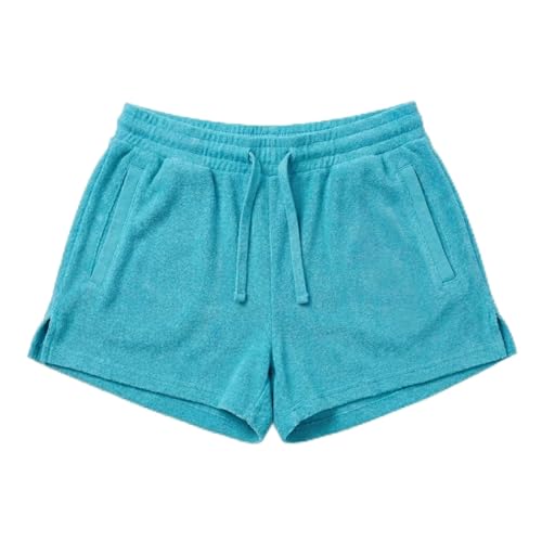 Womens Knitted Terry Shorts Soft 60/40 Cotton Polyester Lounge Shorts with Drawstring Waist Lavender Mint Turquoise