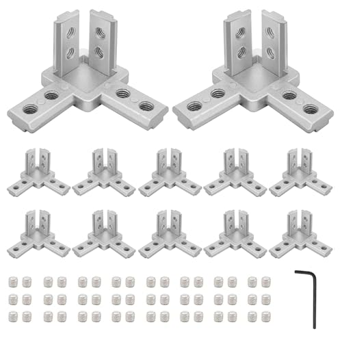 Image of 12pcs 3030 3-Way Angel Bracket Corner Connector 3030 Aluminum Extrusion Hardware T-Slot Accessories V-Slotted with Screws for 3030 Aluminum Profile 3D Printer Frame Parts Silver