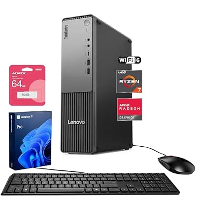 Lenovo ThinkCentre Neo 55s SFF Business AI Desktop, AMD Ryzen 7 250 (up to 5.10 GHz), 16GB DDR5, 1TB SSD, Wi-Fi 6, DP, Support 2-Monitor 4K, Wired KB & Mouse, Win 11 Pro, Flash Drive Bundle