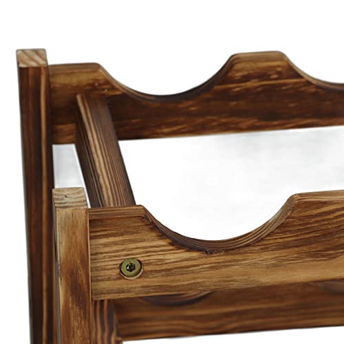 AUEN Wines Shelf, Pine Wood Wine Rack Good Stability Fine Workmanship Large Capacity Great Display for Cafe (3 Layer 15 Bottles Capacity)