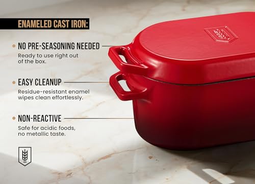 KooK Enameled Cast Iron Dutch Oven for Sourdough Bread Baking - 3.4 Qt Pot with Lid for Even Heat Distribution - Includes Silicon Bread Sling and Recipe Book for Home Bakers - Image 6