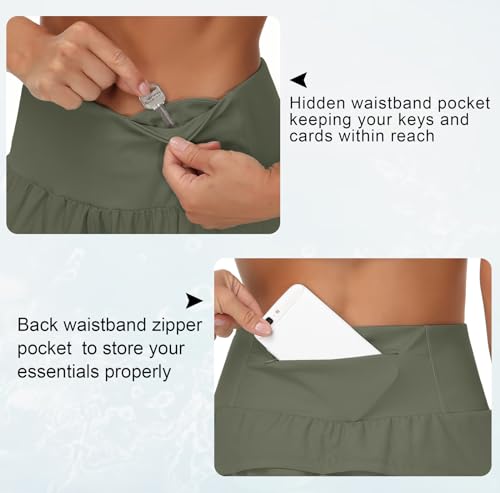 Image of THE GYM PEOPLE Womens High Waisted Running Shorts Quick Dry Athletic Workout Shorts with Mesh Liner Zipper Pockets