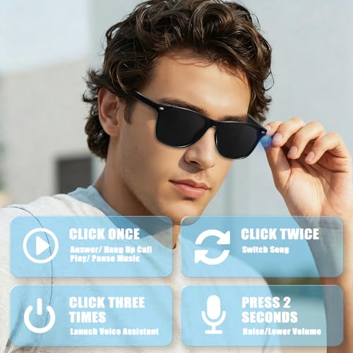Image of Smart Glasses for Men Women, Bluetooth Audio Sunglasses with Color-Change Lenses Speakers Touch Control Unisex Intelligent for Indoor Outdoor Walking Working