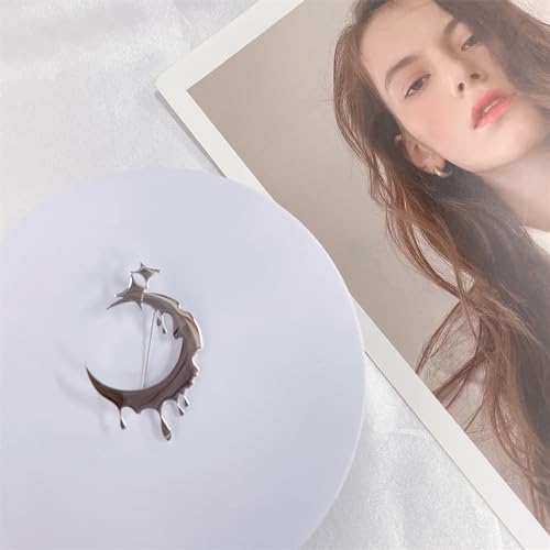Image of Lava Moon Star Brooches Pins Delicate Minimalist Stars Teardrop Brooch Classic for Women Men Girls Dainty Elegant Lapel Pins Dress Suit Ceremony Clothes Accessories Jewelry Valentine's Day Christmas Birthday Gifts