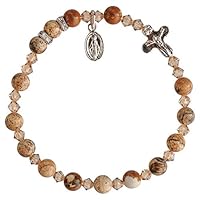 Algopix Similar Product 17 - Picture Jasper 6mm Rosary Bracelet