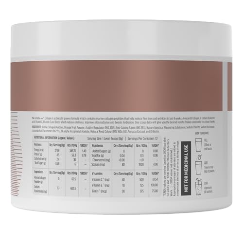 hk vitals Skin Radiance Marine Collagen Supplement (Orange & Mango, 2 X 100g) Combo Pack| Vitamin C & E | For Healthy Hair & Skin