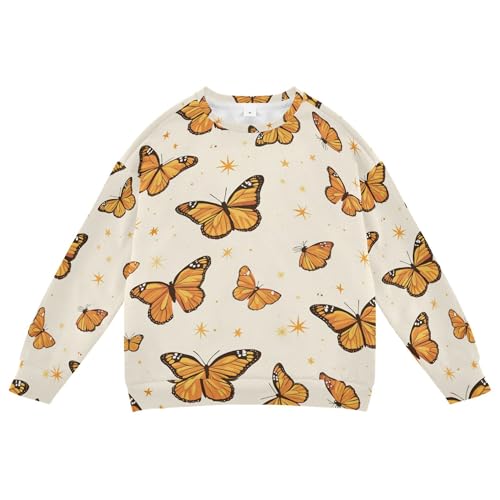 JUNZAN Monarch Butterflies Stars Little Boys Hooded Sweatshirt Long Sleeve Fall Tops Shirts Athletic 4T