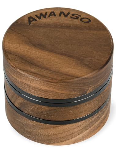 AWANSO 3-Piece Grinder, 2.5" Walnut Wood and Aluminum Grinder for Kitchen Spices