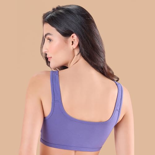 Image of NYKD NYB113 Cotton Non Padded Non Wired Full Coverage Slip On Everyday Bra Wide Straps Gentle Side Lift