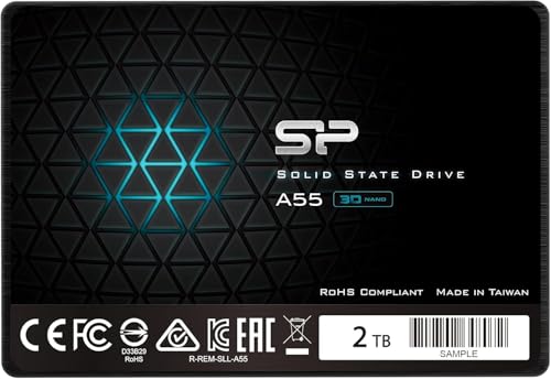 Silicon Power 2TB SSD 3D NAND A55 SLC Cache Performance Boost SATA III 2.5' 7mm (0.28') SSD Internal Solid State Drive SU002TBSS3A55S25SN