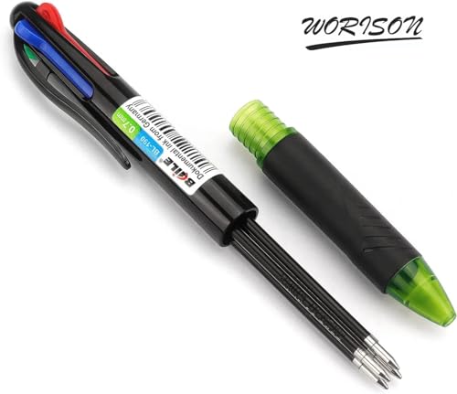 Image of worison Baile 2 Pc Multicolor Ballpoint Pens 4-In-1, 0.7Mm Colored Retractable Ballpoint