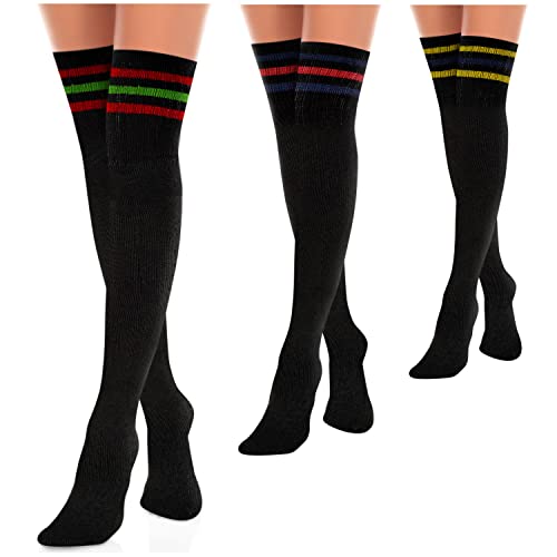 Women's Knee High Tube Socks (3 Pack) Size 9-10-13-18, White, Black, Gray