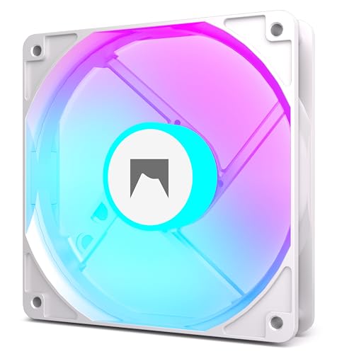 120MM ARGB PWM Fans - Translucent Blades - High Static Pressure &amp; Airflow - Quiet Operation (1, White, Forward)