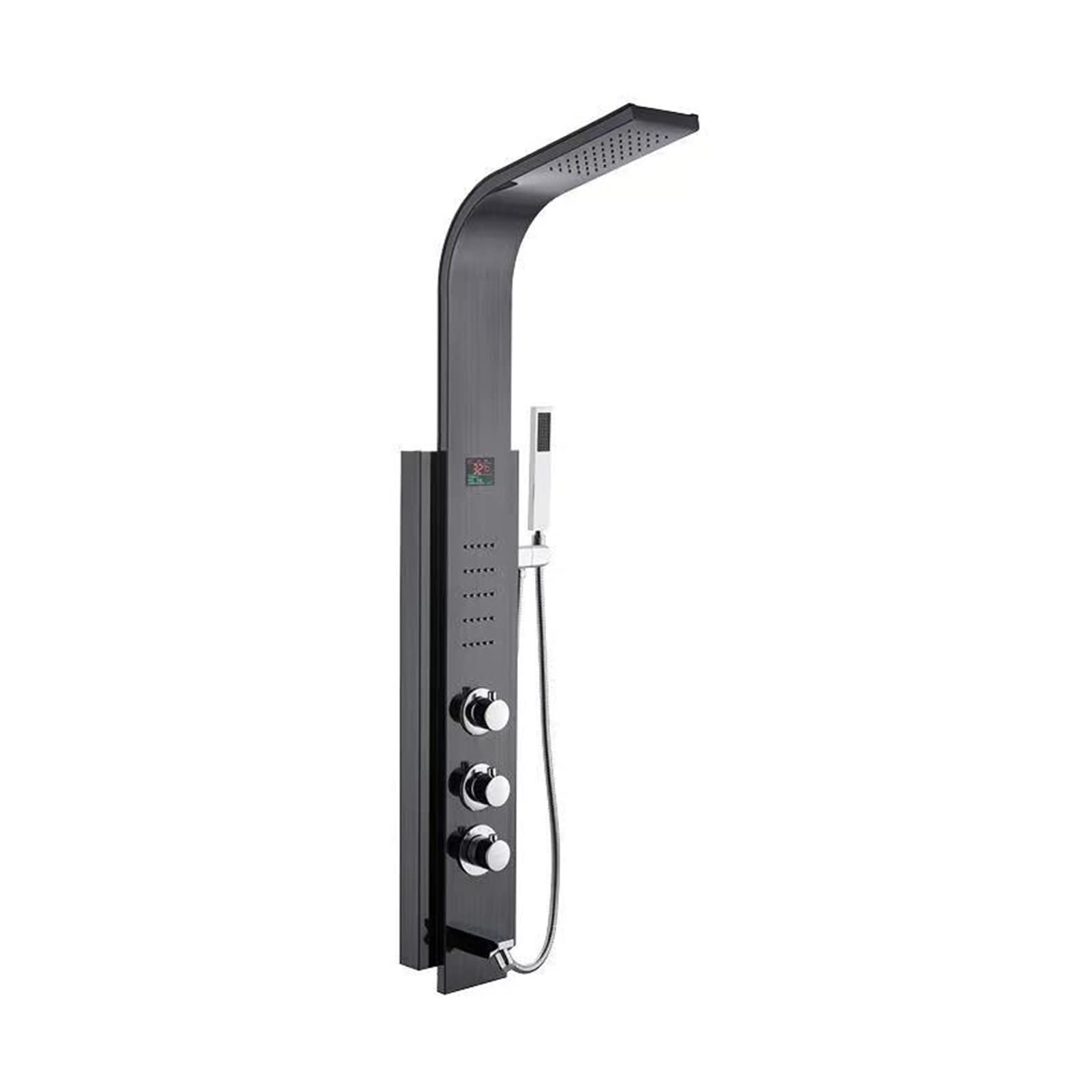 Sistema de ducha de baño con Juego De Ducha Sobrealimentado Inteligente Temperatura Constante Negro Agua Grande Mampara Acero Inoxidable Pantalla Digital para la renovación del baño de la casa