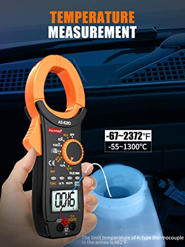 Aicevoos 828D Digital Clamp Meter 6000 Counts Amp Voltage Tester Auto-Ranging,Measures Ac/Dc Voltage&Current,Temperature Capacitance Resistance Diodes(1000A Ac/Dc Current) #TOP6