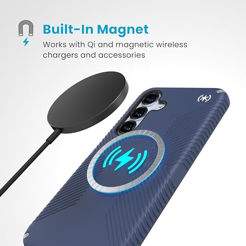 Image of Speck Samsung Galaxy S25 Case - Magnet Case, 13-Foot Drop Protection, No-Slip Grips, Raised Bezel, Enhanced Buttons - Presidio 2 Grip (Coastal Blue /Dust Grey)