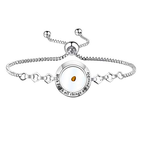 ENSIANTH Faith Jewelry with Faith All Things are Possible Mustard Seed Pendant Mustard Seed Necklace for Women Girls (Mustard Seed Bracelet SC)
