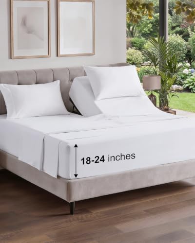 Image of Flex Top Split Head King Sheet Set - 4 Piece Extra Deep Sheets - White