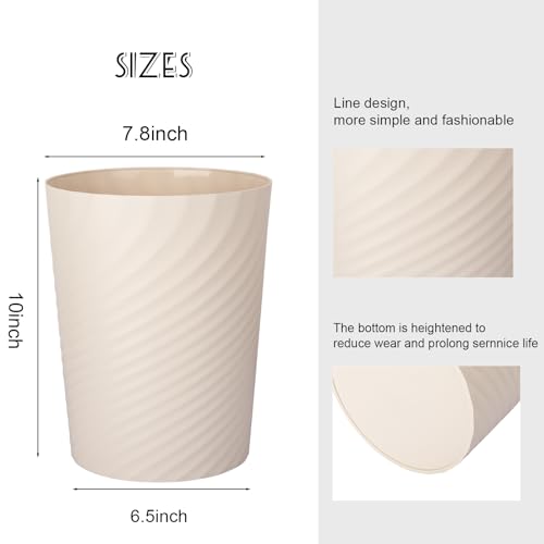 Image of Plastic Small Bathroom Trash Can Wastebasket Garbage Can, Beige, 2 Pack