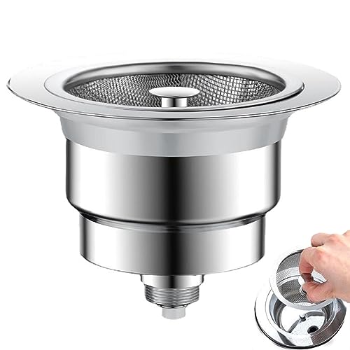 Decorhome Colador para fregadero de cocina de acero inoxidable, filtro de drenaje reutilizable para fregadero de cocina, tapón para fregadero de cocina