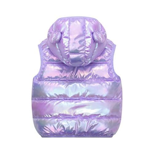 Boys Girls Hooded Puffer Vest Cute Ear Hooded Sleeveless Jacket Warm Winter Padded Gilet Waistcoat with pocket 1-6Y3