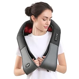 Careboda Neck and Back Massager, Shiatsu Shoulder Massager with Heat, 3D Deep Tissue Kneading Electric Massage for Waist, Calf, Muscle Pain Relief, Gift
