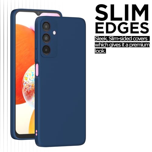 Image of Outlouders Back Cover for Samsung Galaxy A14 4G / A14 5G | Camera Protection | Durable Soft Matte Silicone Bumper Case (Blue)