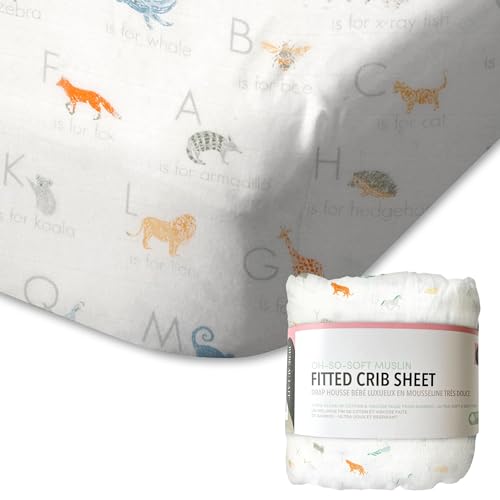 Image of Bebe au Lait® Soft & Breathable Crib Sheet, 70% Viscose from Bamboo 30% Cotton, Gentle on Baby's Skin, Fits Standard Crib Mattress, Animal Alphabet