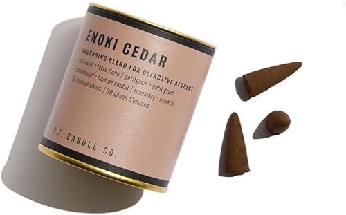 P.F. Candle Co. Enoki Cedar Alchemy - Conos de incienso perfumados sumergidos a mano (recipiente de 30) 20 minutos de tiempo de combustión, a base