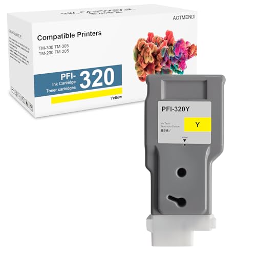 AOTMENDI PFI-320Y Ink Cartridge 300ml Pigment PFI 320 2893C001AA Ink Tank Replacement for Canon imagePROGRAF TM-200 TM-205 TM-300 TM-305 (1-Pack, Yellow)