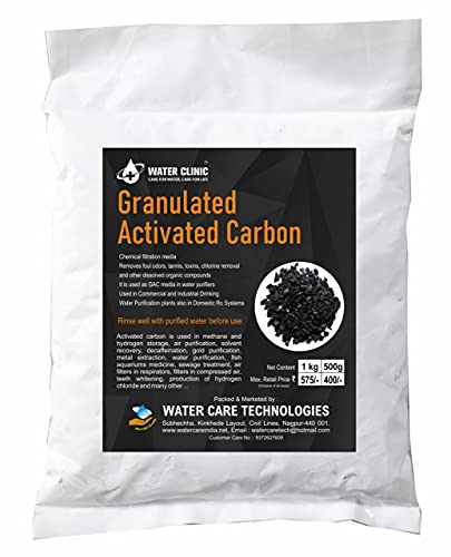 WATER CLINIC: CARE FOR WATER CARE FOR LIFE Granulated Activated Carbon / For Water Purification and Air Purification / Aquarium / Fish Tanks / Pure Activated Charcoal Rocks / Eliminate Tank Odours / Remove Harmful Bacteria (500g)