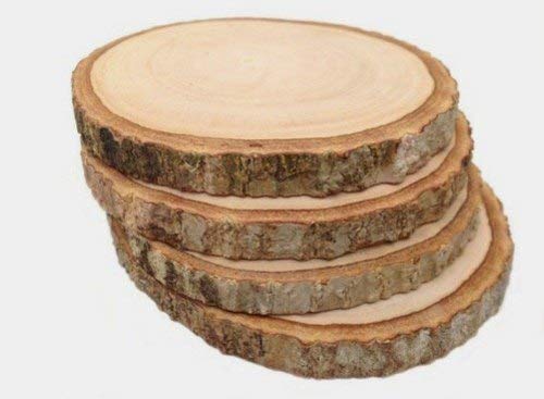 Image of Handmade Large Natural Mango Tree Wooden Bark Coasters with Hemp Tie - 3.5 inch, Brown - Set of 4