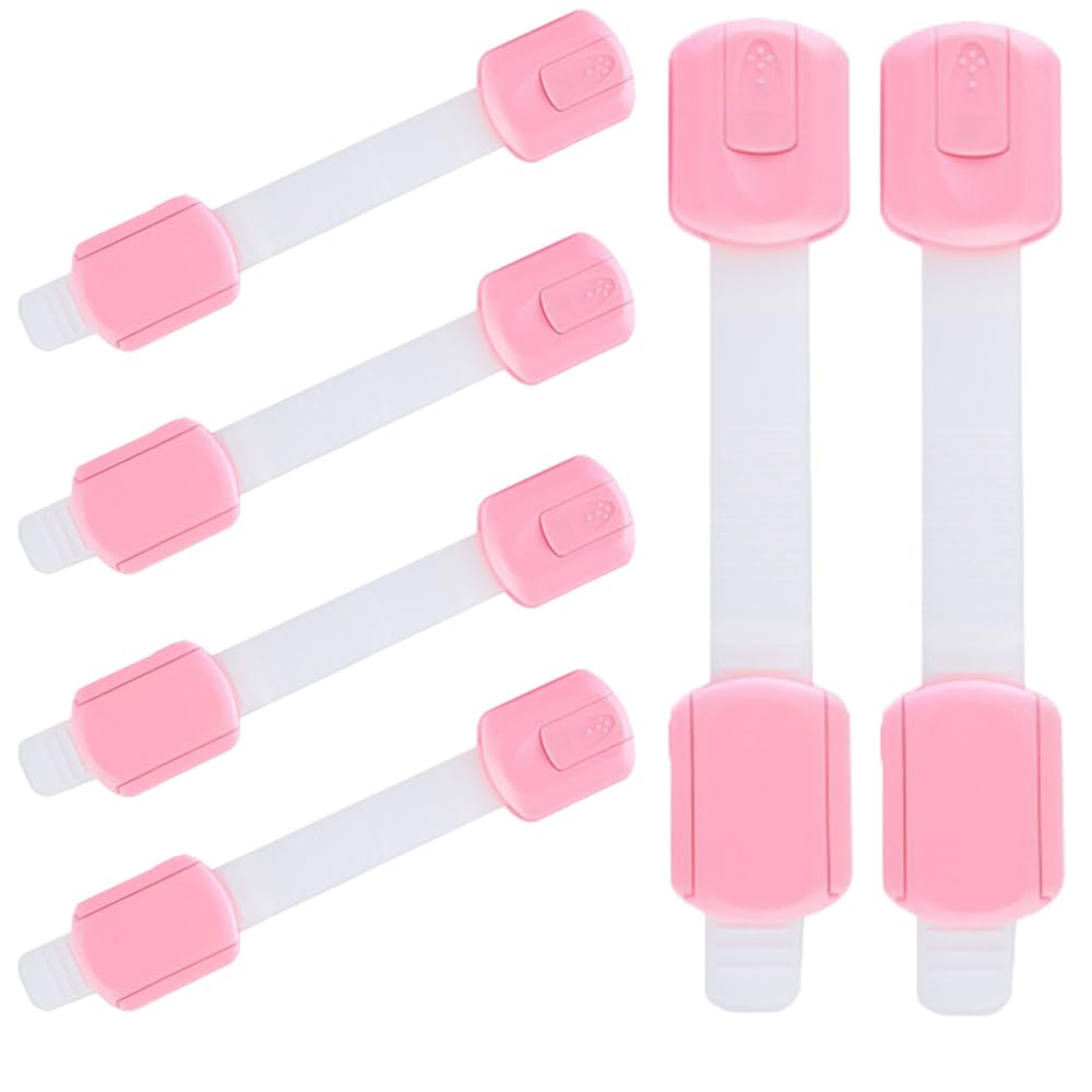 Yalihaixia Pink 6 Pack Adjustable Safety Cupboard Locks Locks For Kitchen Cupboards Cabinet Fridge Drawer Refrigerator Toilet Easy Install No Tools Needed