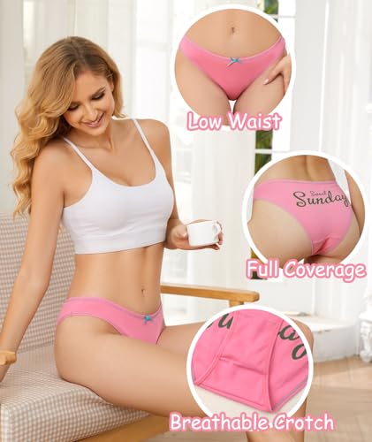 Women Full Coverage Stretchy Underwear Week Days Printed Briefs 7 Pack4