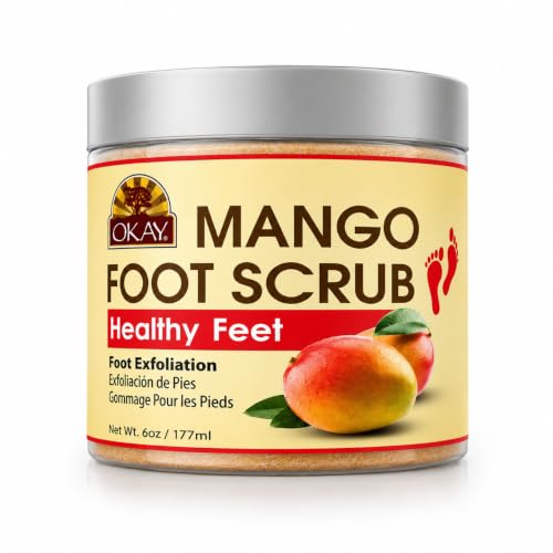 OKAY All Natural Mango Butter Foot Scrub, 6 Ounce