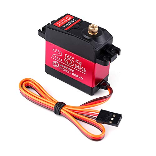 Digital Servo Motor,Rcharlance 25KG Digital Servo High Torque Full Metal Gear Waterproof RC Servo Aluminium Case with 25T Servo Arm for 1/8 1/10 RC Car Crawler Robot RC Model DIY,Control Angle 180Â°