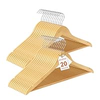 HOUSE DAY Premium Solid Beechwood Suit Hangers, Wooden Clothes Hangers with 360° Swivel Hook & Non-Slip Pant Bar for Coats, Suits and Shirts, Heavy Duty Coat Hanger for Closet Organizers - Natural