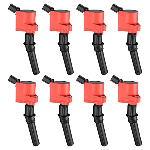 AUTOSAVER88 Ignition Coil Pack Set of 8 Compatible with Ford Expedition Mustang Explorer Crown Victoria F150 F250 F350 F450 F550 Super Duty 4.6L 5.4L 6.0L 7.3L V8 Red