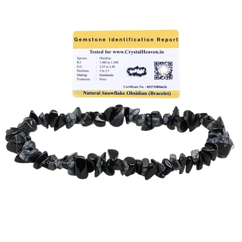 Image of Certified Snowflake Obsidian Bracelet for Women Men with Healing Crystal and Reiki Stone - Beautiful Gemstone Beaded Bracelet for Balance, Harmony & Positive Energy (Chips Stone Beads)