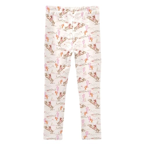 Girls Leggings Soft Toddler Ankle Length Bottoms Cowgirl Desert Cactus Kids Dance Yoga Pants 4-10 Years2