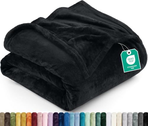 Image of Utopia Bedding Soft Fleece Bed Blanket Throw XL Size Black (50x70 Inch)