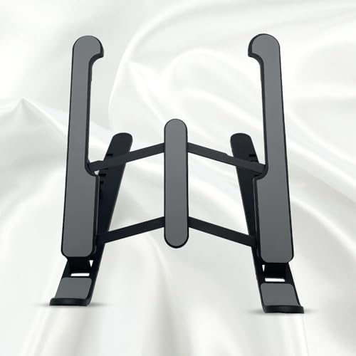Image of Plastic Laptop Stand � Adjustable & Portable Laptop Riser for Desk � Ergonomic Design for Better Posture & Cooling � Lightweight Laptop Holder for Home, Office, Travel