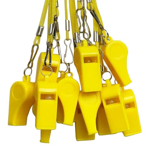 Lot de 20 sifflets en plastique avec cordon pour arbitre et entraîneur