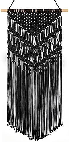 Taufey Makramee Wandbehang gewebte Boho Chic Wanddekoration, schöne geometrische Wandkunst für Wohnung, Schlafsaal, Schlafzimmer, Wohnzimmer, Heimdekoration, 40,6 cm B x 83,8 cm L Cover
